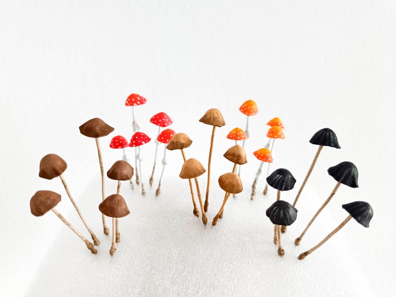 Fairy garden kit fake mushrooms. Plant stake Fungi.
