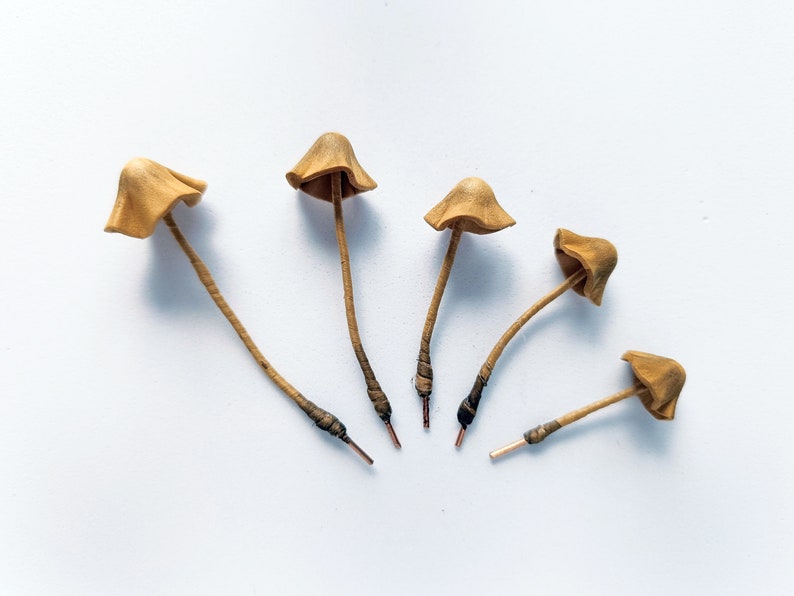 Set of 5 pcs. realistic tan mushrooms. Artificial mushrooms.