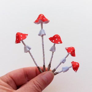Set of 5 pcs. realistic red mushrooms. Artificial mushrooms.