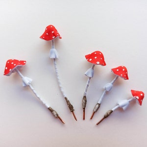 Set of 5 pcs. realistic red mushrooms. Artificial mushrooms.