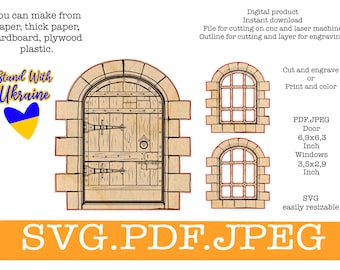 Fairy door svg y windows svg, Tooth Fairy door Laser Cut Files Instant Download, Fairy Door Kit.