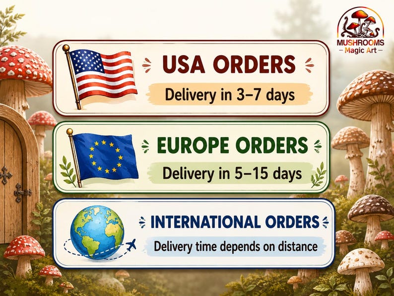 Shipping information: USA delivery in 3–7 days, Europe delivery in 5–15 days, international delivery times depend on destination.