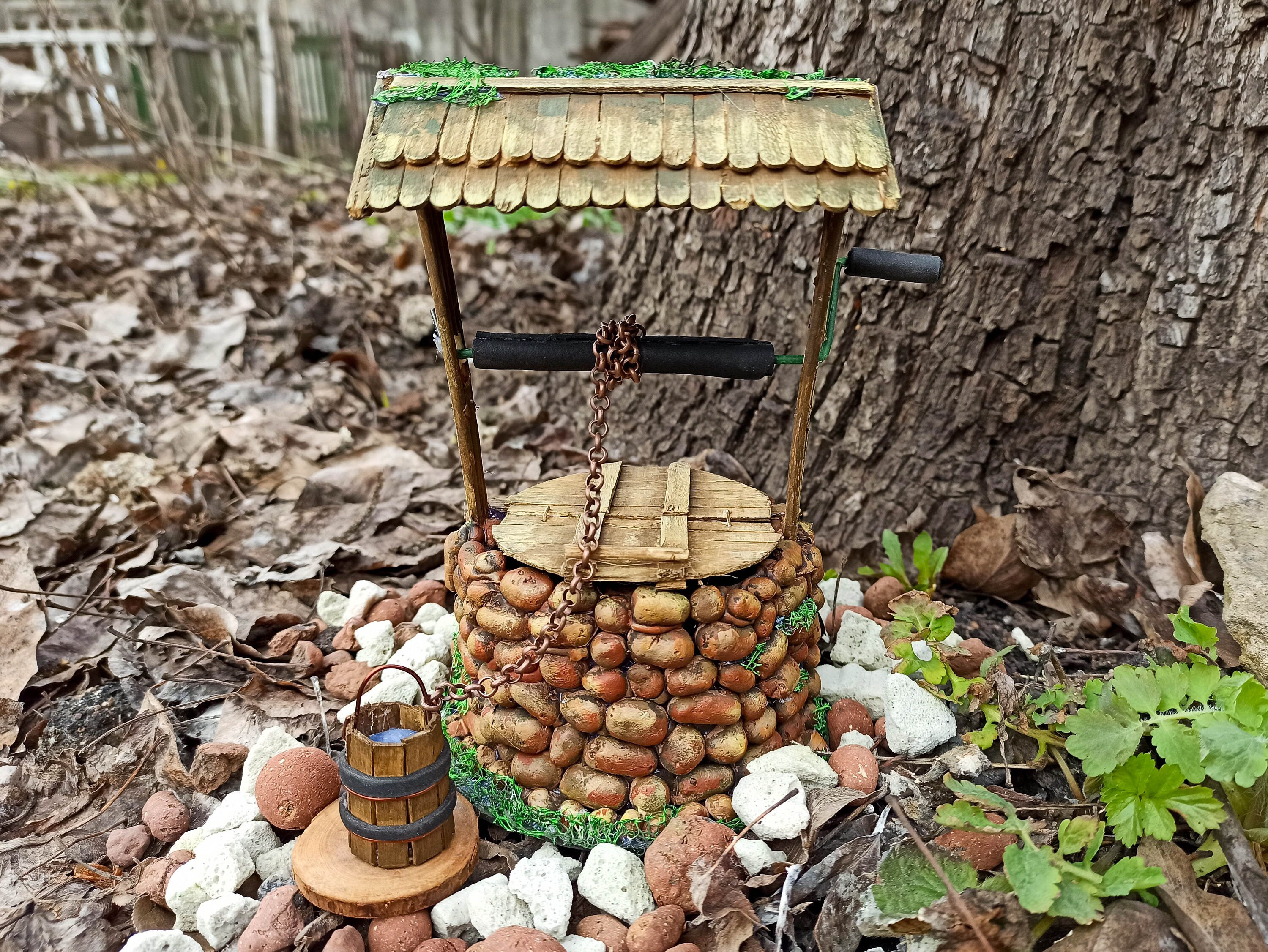 Fairy garden wishing well Indoor garden art Mini fairy Etsy