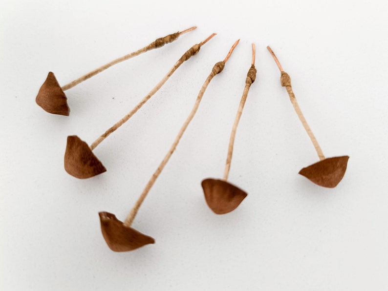 Set of 5 pcs. fake mushrooms brown color.