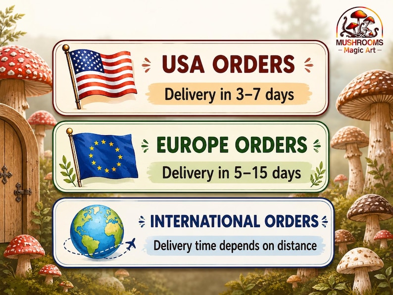 Shipping information: USA delivery in 3–7 days, Europe delivery in 5–15 days, international delivery times depend on destination.