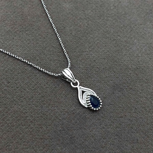 Sapphire Quartz 925 Sterling Silver Necklace - September Birthstone