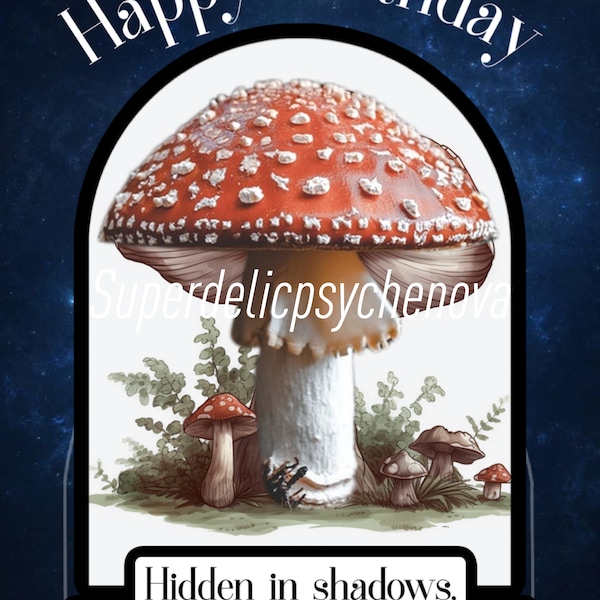 Mushroom Birthday Card Digital Download