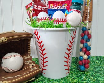 Spersonalizowany koszyk wielkanocny z motywem baseballu, koszyk wielkanocny dla chłopców, prezent wielkanocny dla dzieci, prezent na ukończenie szkoły, upominki na imprezę o tematyce sportowej