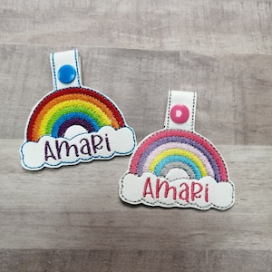 Rainbow Bag Tag, Personalized Name Tag, Rainbow School Backpack Tag, Key Fob, Key Chain, 1st Grade, Girl, Dance Bag, Lunch Box Tag