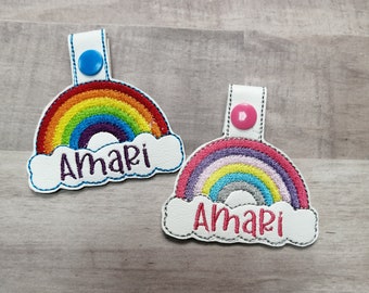 Rainbow Bag Tag, Personalized Name Tag, Rainbow School Backpack Tag, Key Fob, Key Chain, 1st Grade, Girl, Dance Bag, Lunch Box Tag