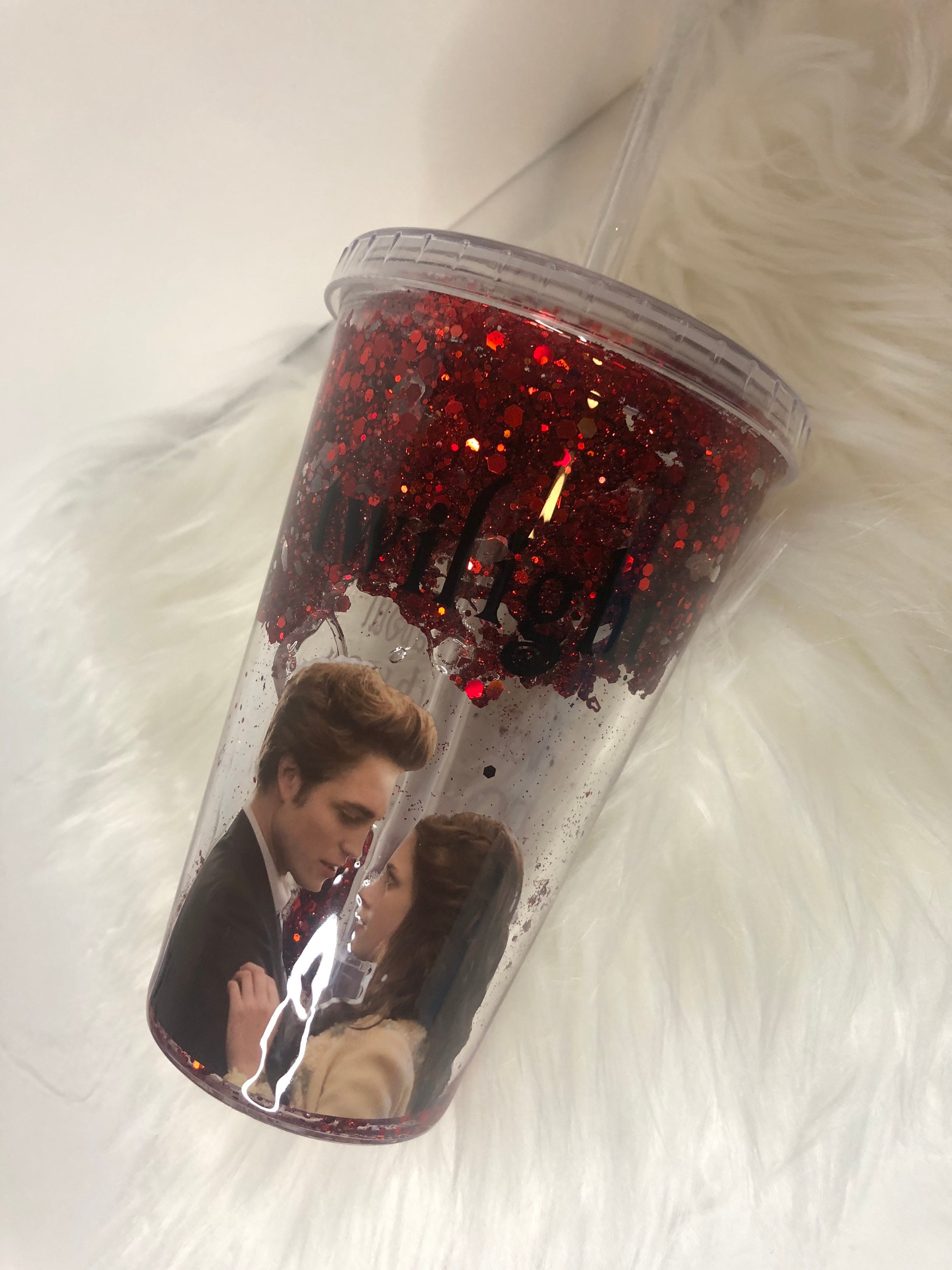 Glitter Snow Globe Tumbler Twilight Glitter Tumbler Custom Etsy
