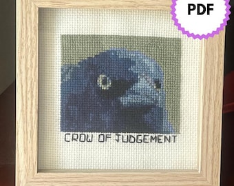 Patrón de punto de cruz del meme del Cuervo del Juicio (Patrón en PDF)