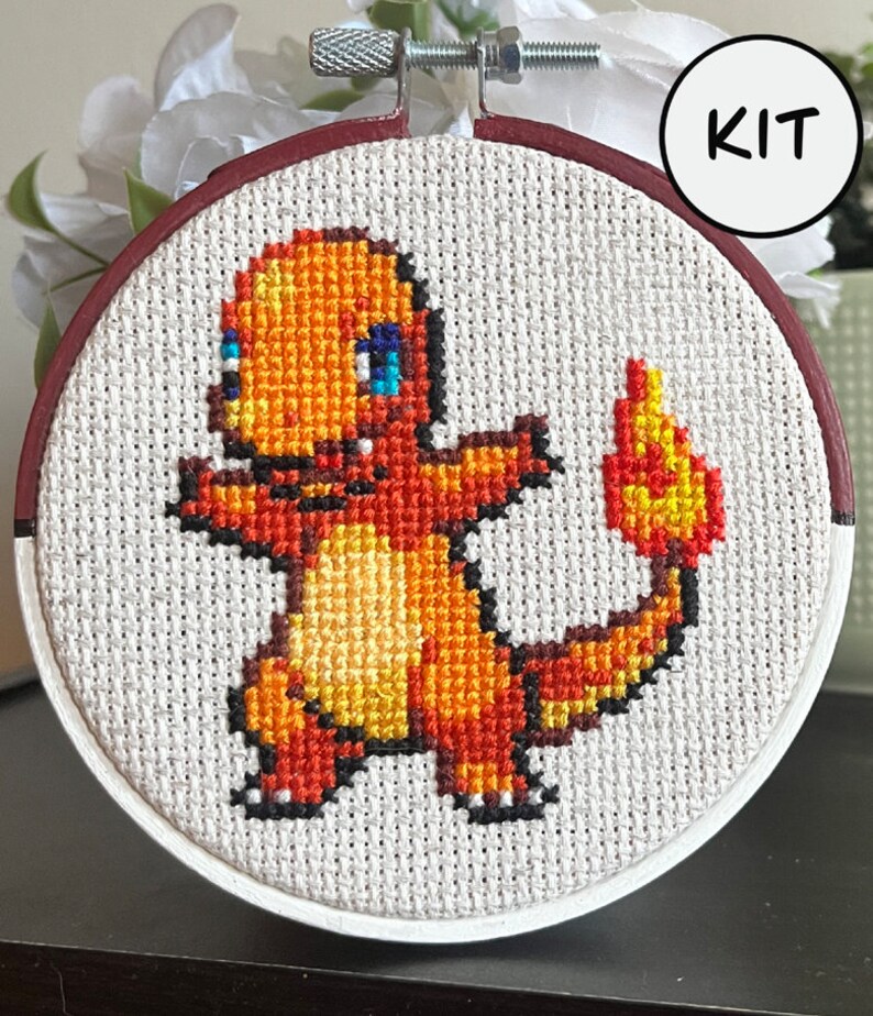 Kanto Pok mon Starter Cross Stitch Kit With Custom Painted Pok ball kanto-pok-mon-starter-cross-stitch-kit-with-custom-painted-pok-ball