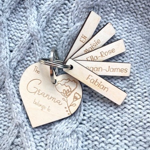 Personalised grandparent gift keyring, granny nanna nanny grandma keyring, grandma gift personalised, this nanny belongs to image 2