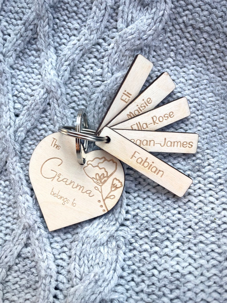 Personalised grandparent gift keyring, granny nanna nanny grandma keyring, grandma gift personalised, this nanny belongs to image 2