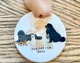 Handmade Ceramic Fur Family Christmas Ornaments / Dog Mom Christmas Gifts / Fur Family Ornament