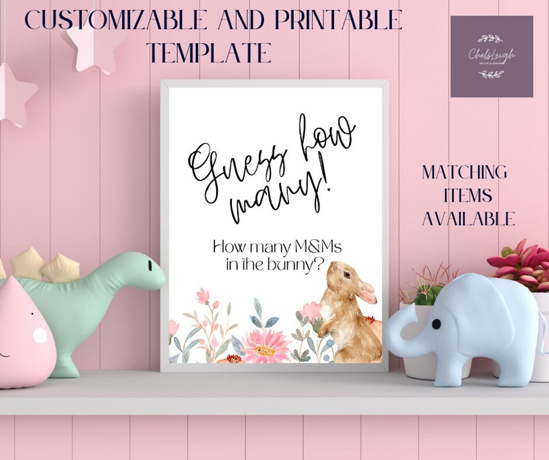 Baby Shower Game TEMPLATE / Guess How Many Image Downloadable Template ...