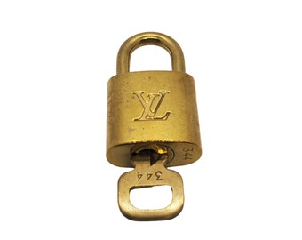 Authentic Louis Vuitton Gold Brass Lock and Key Set #344 Vintage