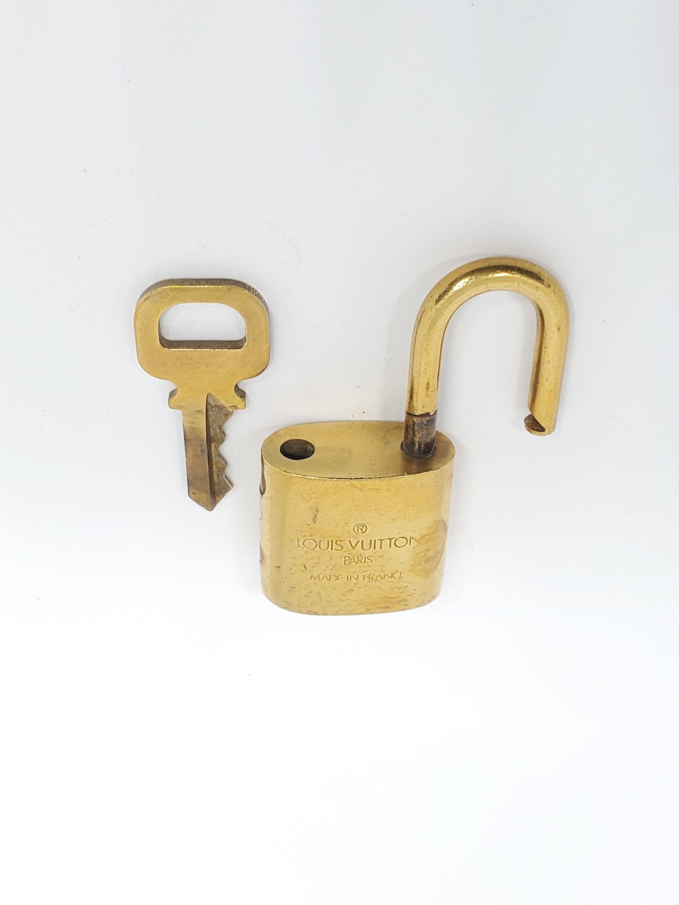 Authentic LOUIS VUITTON Brass Padlock with Matching Key (LV Lock Number  Varies)