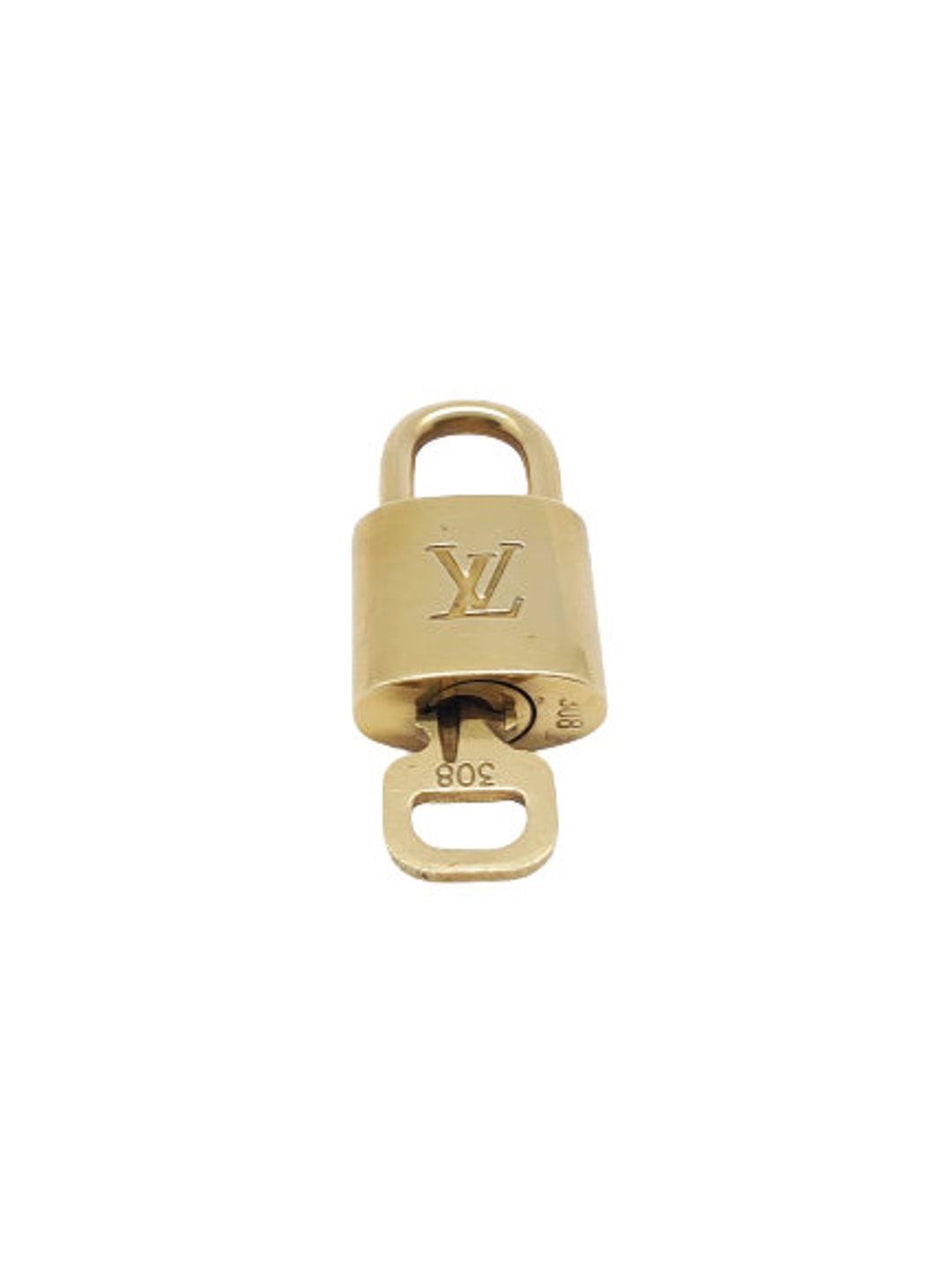 Louis Vuitton Engraved Polished Lock & Key Vintage Repurposed