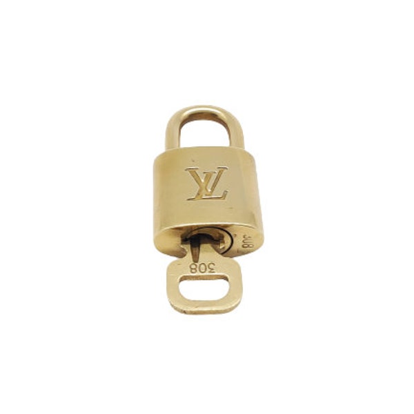 Authentic Louis Vuitton Gold Brass Lock and Key Set #308 Vintage