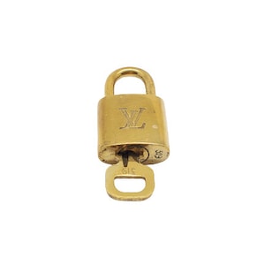 Authentic Louis Vuitton Gold Brass Lock and Key Set #319 Vintage