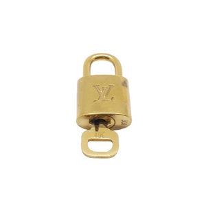 Authentic Louis Vuitton Gold Brass Lock and Key Set #301 Vintage