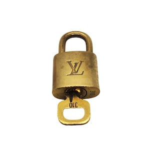 Authentic Louis Vuitton Gold Brass Lock and Key Set #310 Vintage
