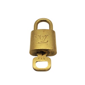 Authentic Louis Vuitton Gold Brass Lock and Key Set #334 Vintage