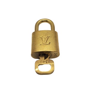 Authentic Louis Vuitton Gold Brass Lock and Key Set #340 Vintage