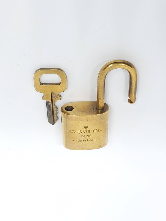 LOUIS VUITTON PadLock Lock & Key Brass Gold Authentic Number