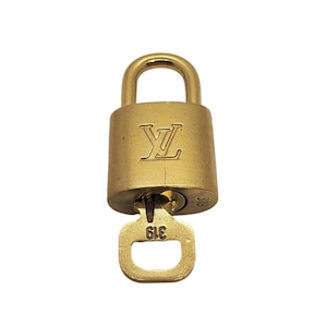 Authentic Louis Vuitton Gold Brass Lock and Key Set #319 Vintage