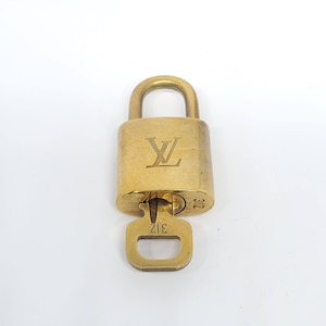Authentic Louis Vuitton Gold Brass Lock and Key Set #312 Vintage