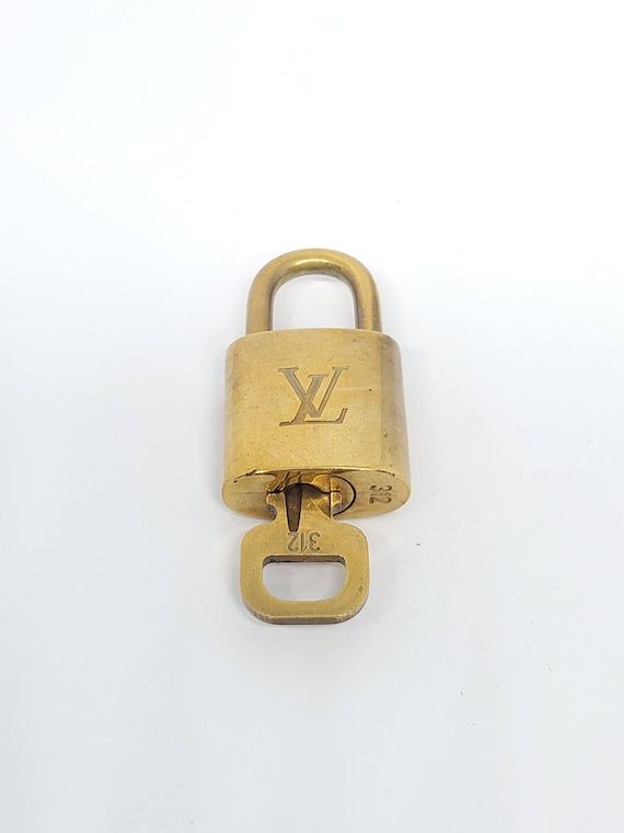 LOUIS VUITTON PadLock Lock & Key Brass Gold Authentic Number