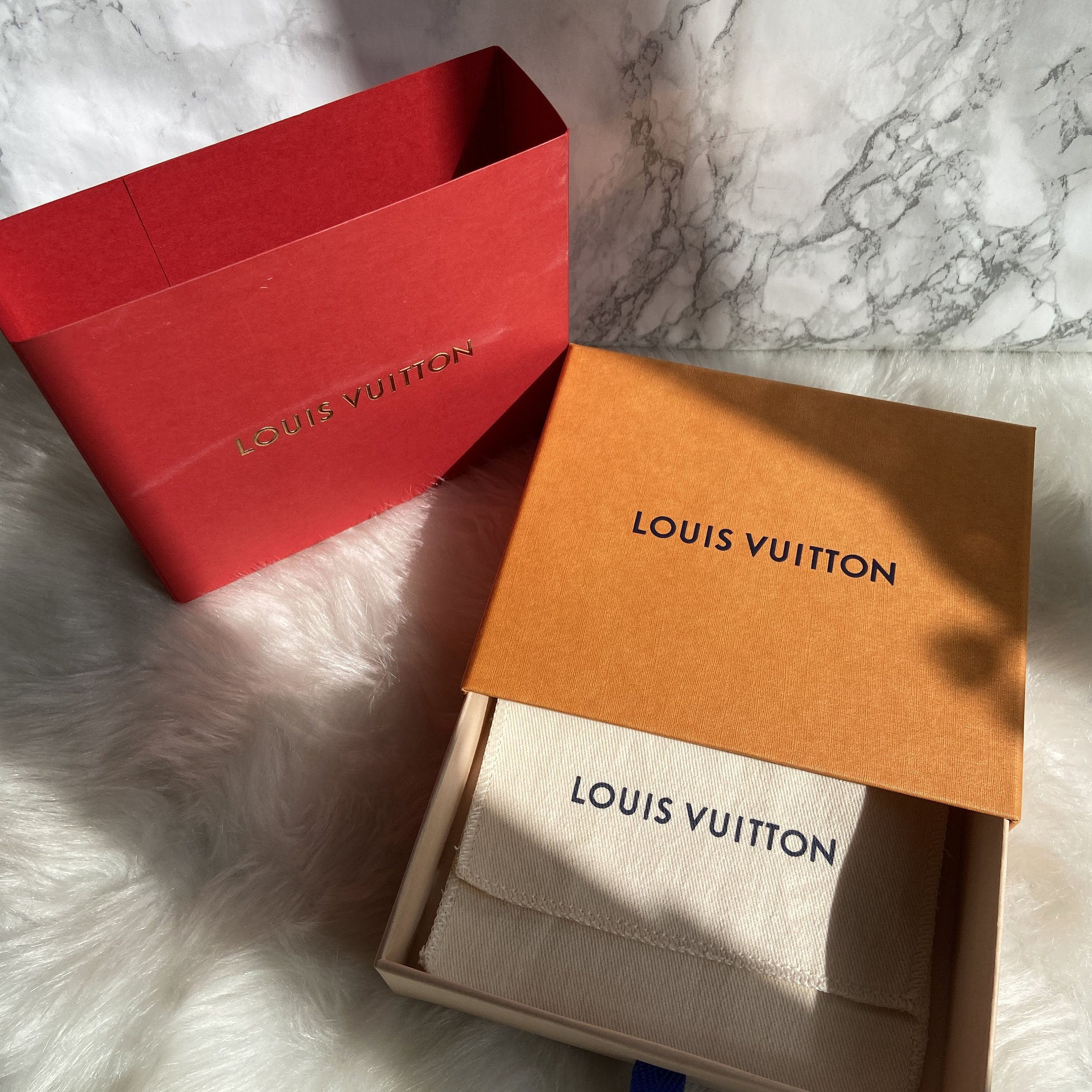 Louis Vuitton Louis Vuitton Red & Blue Lucite Cube LV Logo Crystal