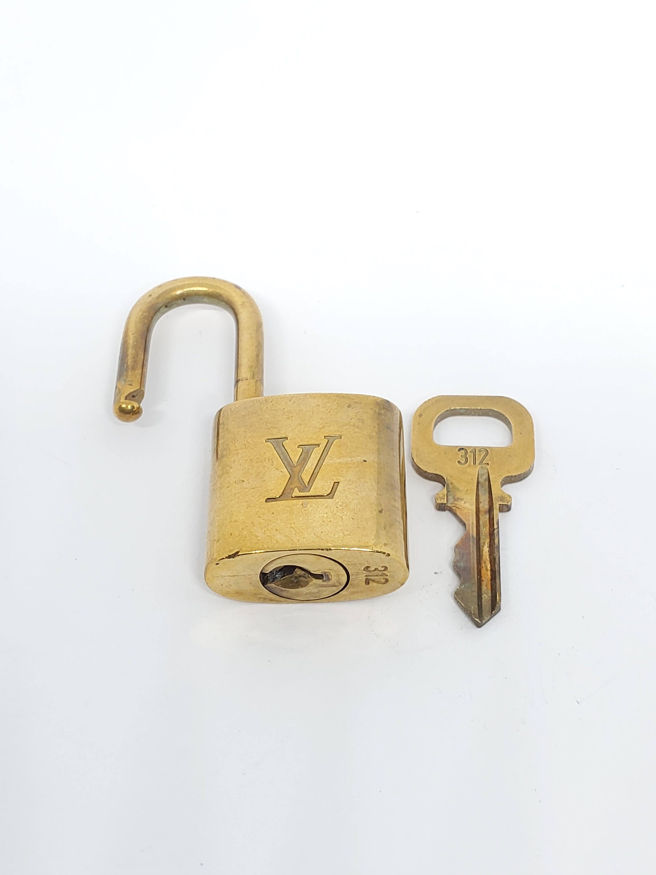 Vintage Gold Brass Lock and Key Set #318 by Louis Vuitton