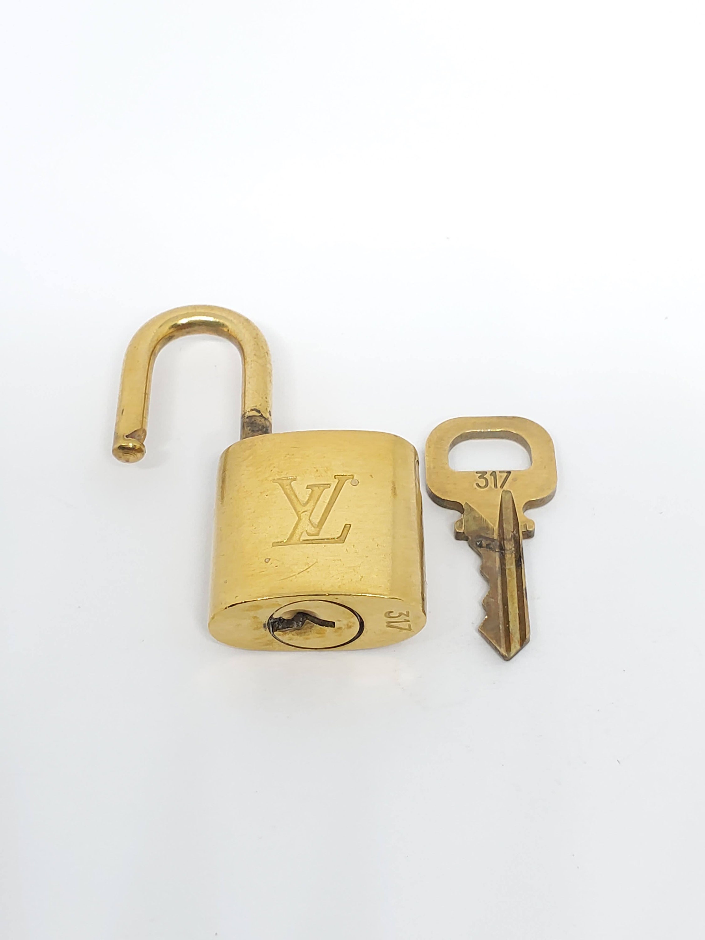 Vintage Gold Brass Lock and Key Set #318 by Louis Vuitton