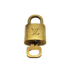 Authentic Louis Vuitton Gold Brass Lock and Key Set #344 Vintage
