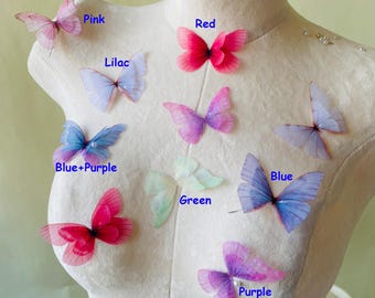 2 Ply 3D Butterfly Organza Applique Sewing Patches for Costume Dress Headpiece Craft DIY