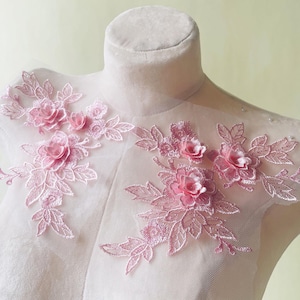 16 Colors 3D Flower Embroidery Lace Applique: Pearl & Rhinestone Embellished Patch