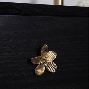 Fleur Laiton Tiroir Bouton Tire Poignées de porte modernes Armoire Cuisine Cabinet Armoire Porte Dresseur Knob Or Décoration dintérieur image 8