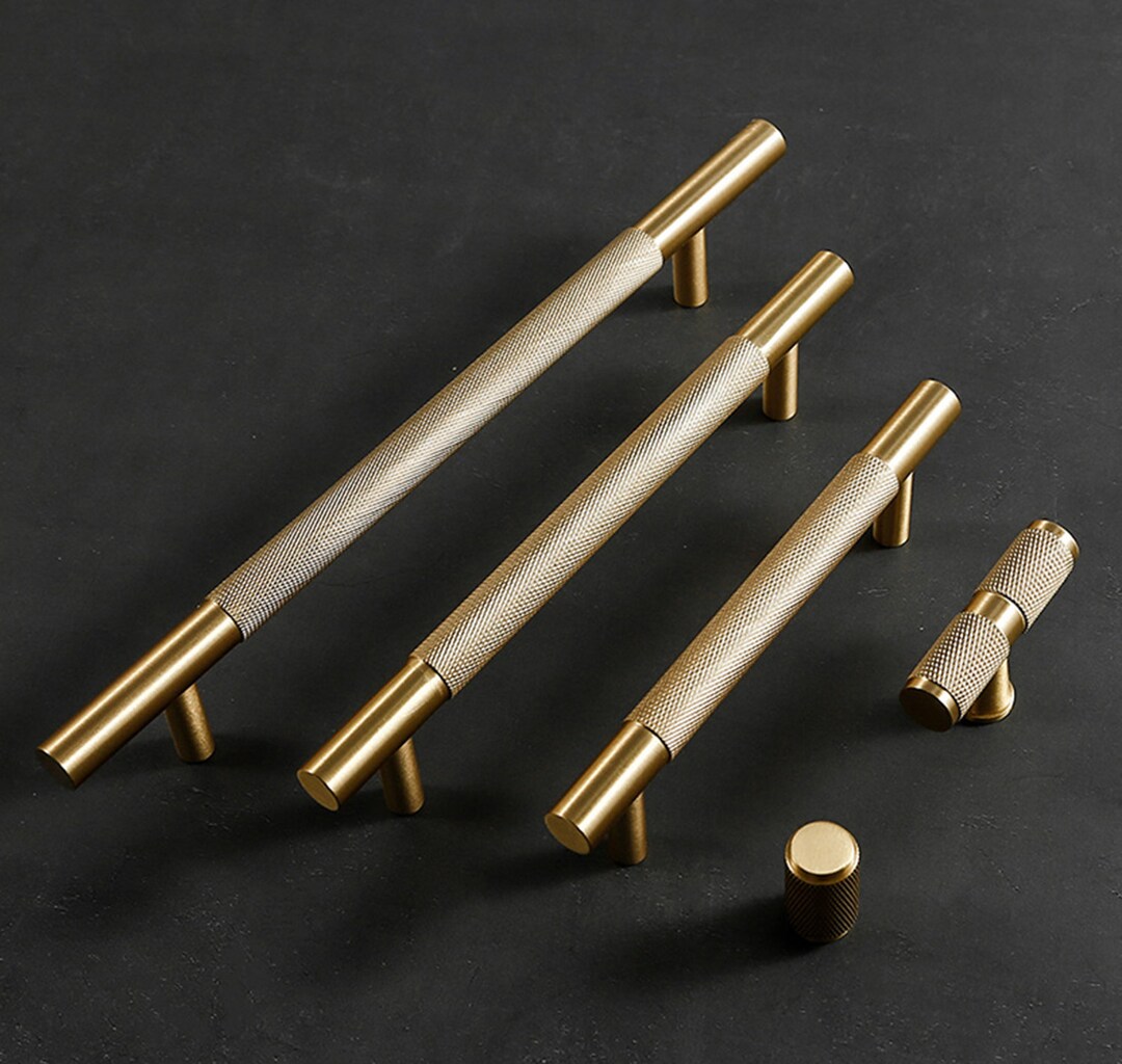 Solid Brass Drawer Pulls Modern T Knobs Bar Drawer Handles Cupboard ...