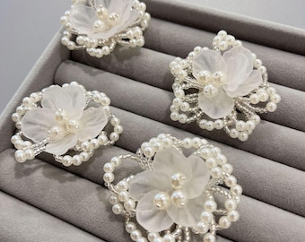 3D Flower Applique: Handmade Beaded Pearl Iron-On Patch