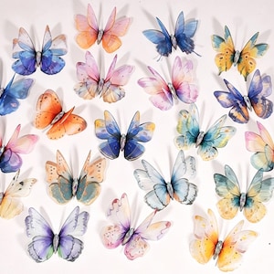 5CM 50pcs 3D Butterfly Organza Applique Sewing Patches for Costume Dress Headpiece Fingernail Craft DIY