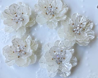Handmade 3D Beaded Flower Applique: Iron-On Costume Patch
