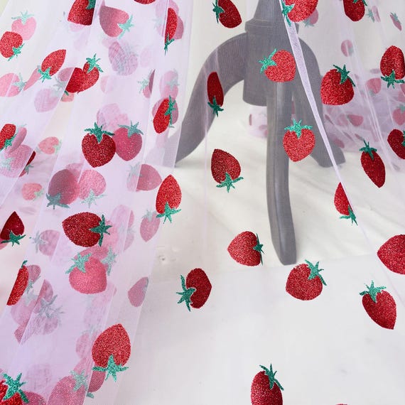 Glitter Strawberry Lace Fabric: Soft Tulle Mesh, DIY Costume Dress - Etsy  Canada