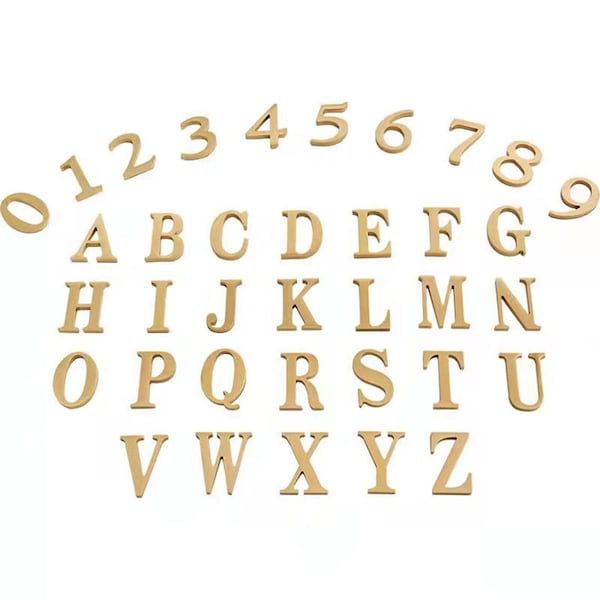 Self-adhesive Brass House Numbers Symbols Alphabet for Address Door Mailbox Decor Modern Golden House Numbers
