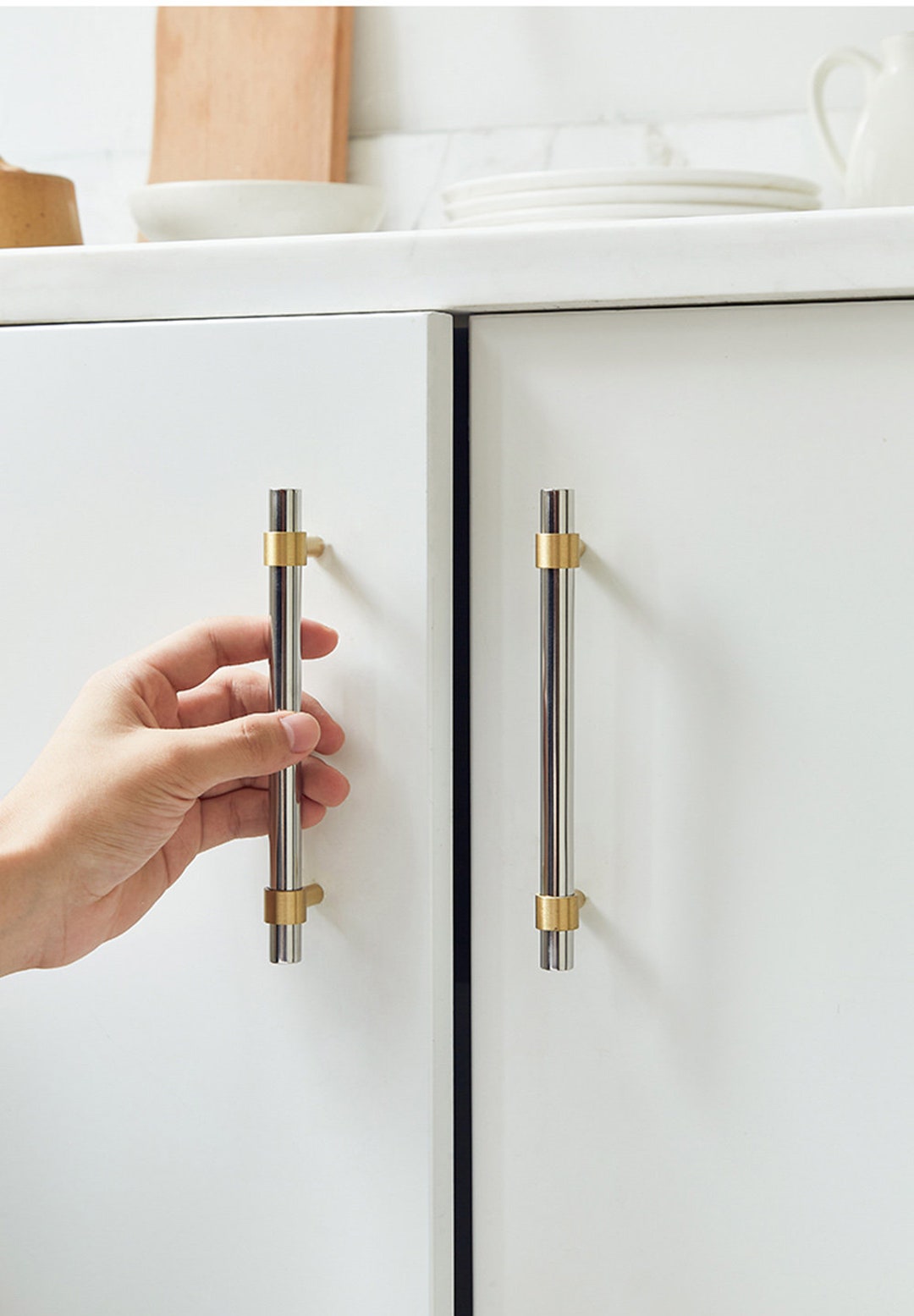 Solid Drawer Pulls Modern T Knobs Bar Drawer Handles Cupboard Kitchen ...