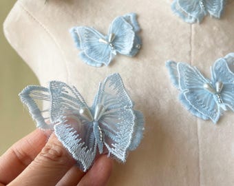 2 Ply 3D Butterfly Organza Applique Sewing Patches for Costume Dress Craft DIY