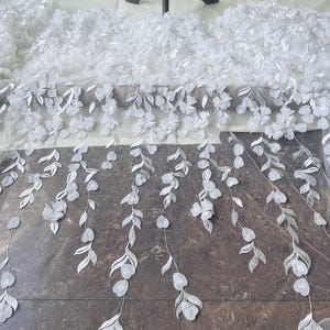 Off White 3D Flower Lace Fabric Solft Lace Mesh Sewing on for DIY Costume Dress  Girl Gown Wedding Bridal Dress